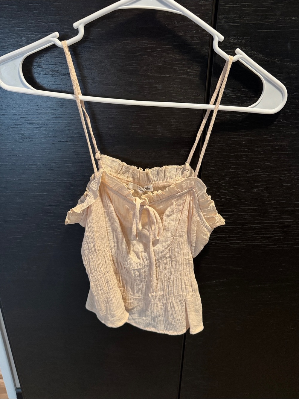 Timing Beige Cream Textured Spaghetti Strap Camisole
